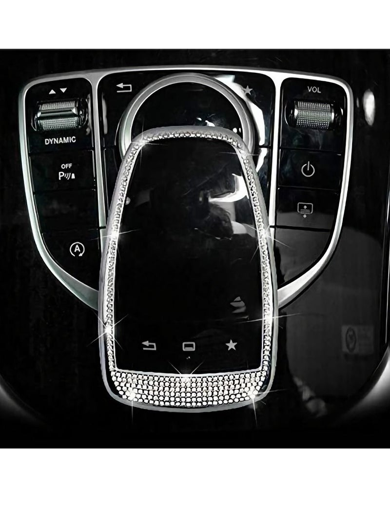 الأزرق جي دبليو Center Control Multimedia Button Bling Crystal Emblem Cover for Mercedes Benz C Class C300 E E300, Shiny Interior Decoration Accessories Sticker - Image 5