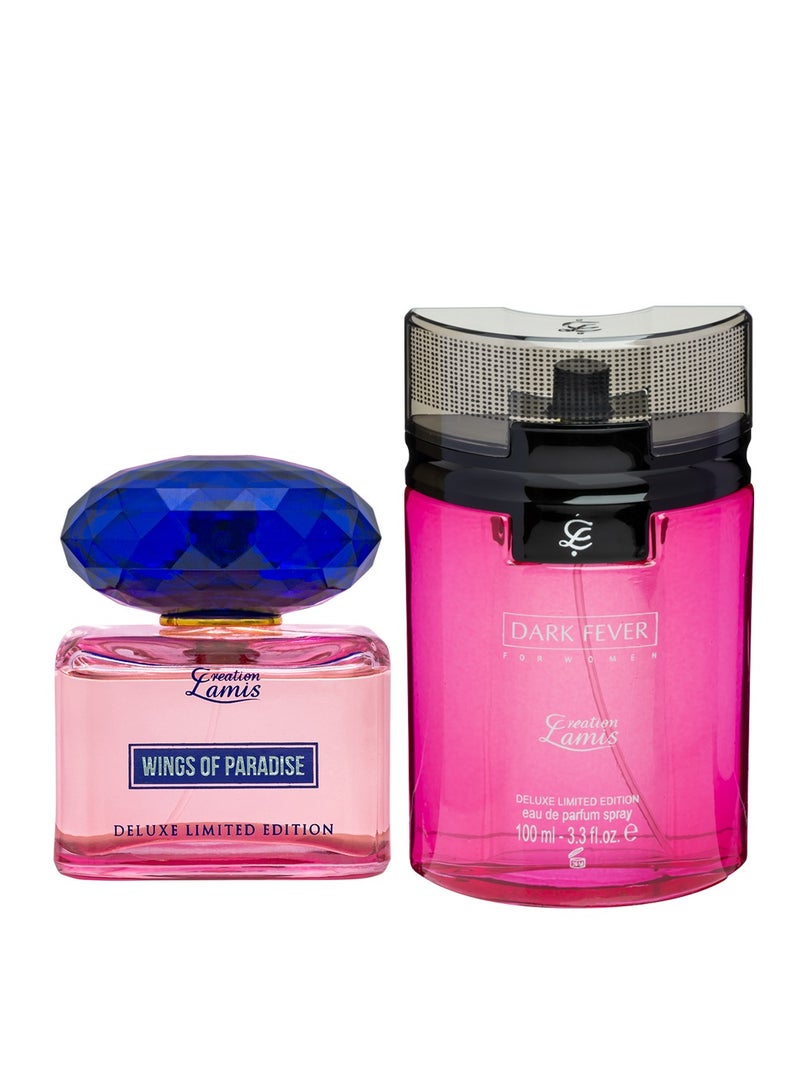 Creation Lamis عطر دارك فيفر للنساء 100 مل وعطر كريشن لاميس ديلوكس وينغز أوف باراديس للنساء 100 مل (حزمة كومبو) - Image 1