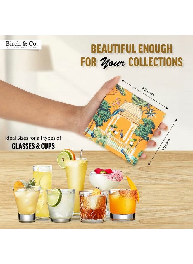 Birch & Co. كوسترات جلدية من بيرش وشركاه - كوستر للشاي - ملحقات ديكور طاولة الطعام - مجموعة كوسترات لطاولة الطعام للأواني الساخنة - كوسترات للأكواب مجموعة من 6 - متينة وطويلة الأمد، تشطيب فاخر، تراث - Image 4