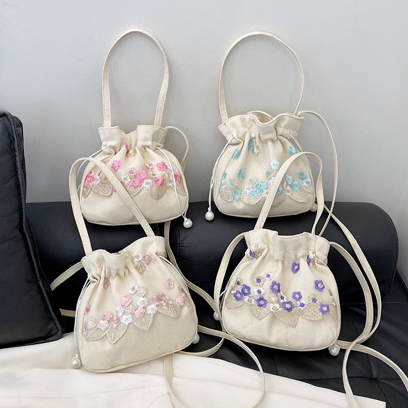 New Antique Daily Hanfu Accessories Bag Handmade Lace Embroidered Fabric Lightweight Crossbody Shoulder Handbag For Women - Image 5