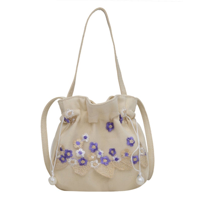 New Antique Daily Hanfu Accessories Bag Handmade Lace Embroidered Fabric Lightweight Crossbody Shoulder Handbag For Women - Image 1