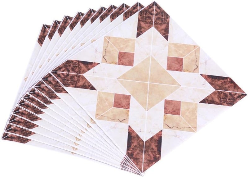 klarako Tile Stickers, 10Pcs Self Adhesive PVC Tile Floor Wall Stickers 3D Decal for Home Decor 12CM*12CM (# 01) - Image 1