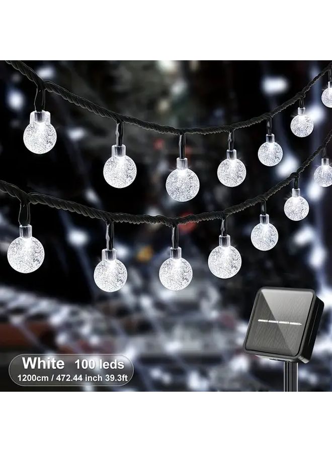 Solar Powered Outdoor String Lights 100 LEDs 472 Inch White 8 Modes Decorative Sphere Lanterns - Image 1
