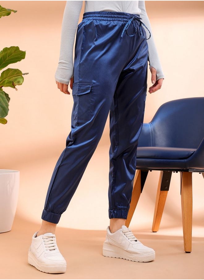 Freehand Women Regular Fit Solid High-Rise Cargo Joggers  - Image 4