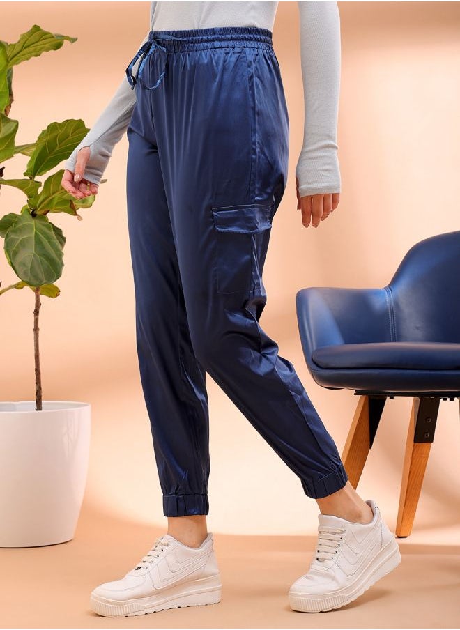 Freehand Women Regular Fit Solid High-Rise Cargo Joggers  - Image 3