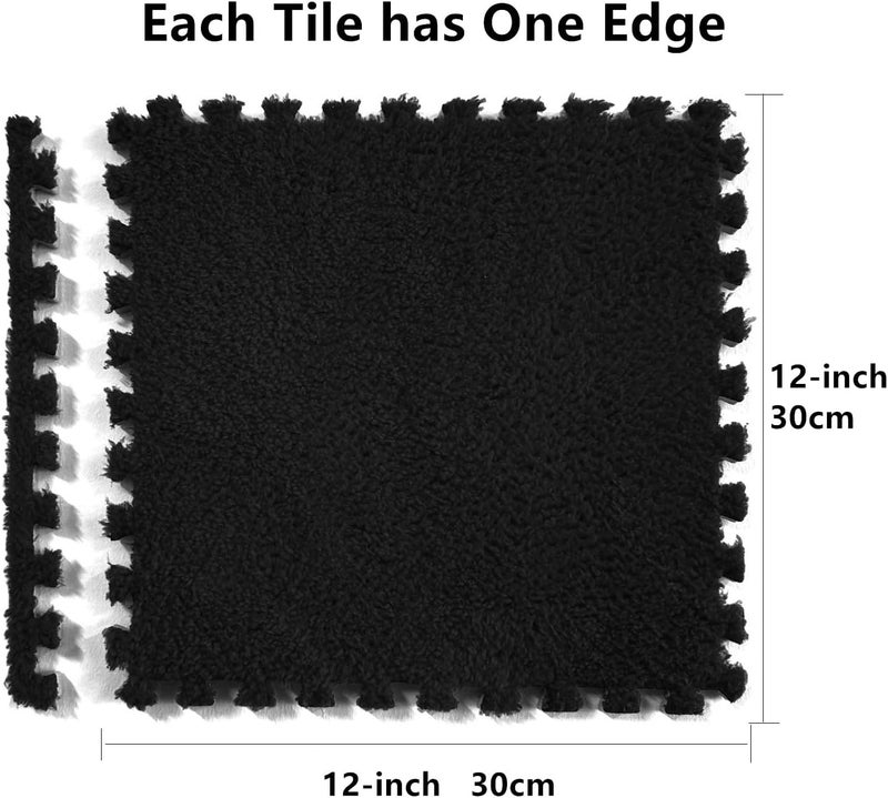 HUIDUO 12 Pcs Carpet Foam Floor Tiles Kids Play Mat Plush Interlocking Carpet Tiles Anti-Slip Soft Protect Baby Foam Mats Replaceable Washable Puzzle Floor Mats for Playroom, Bedroom, Home Decor, 49" x 37" - Image 3