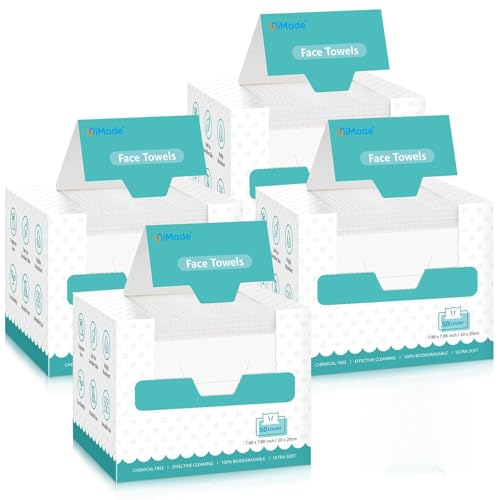 UNIMADE Face Towels 200 Count Disposable Face Towelette for Washing Face Skincare Ultra Soft Facial Towel for Sensitive Skin Lintfree Makeup Remover Dry Wipes 4 Box - Image 1