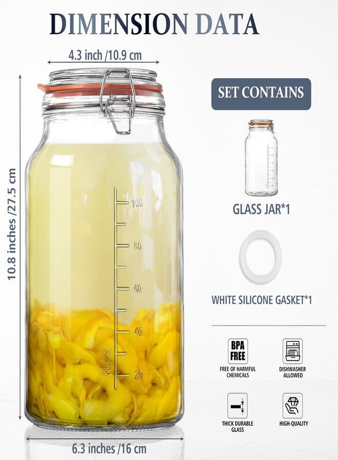 Folinstall Super Wide Mouth Glass Storage Jar with Airtight Lids, 1 Gallon Large Mason Jars with 2 Measurement Marks, Large Capacity for Pickle Jar, Overnight Oats - Image 3