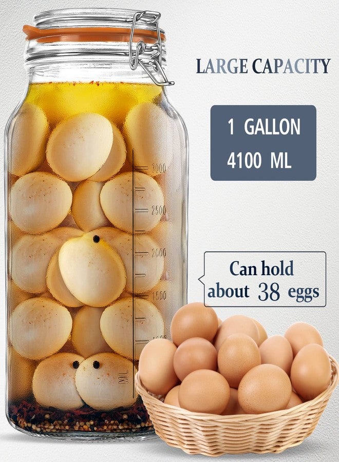 Folinstall Super Wide Mouth Glass Storage Jar with Airtight Lids, 1 Gallon Large Mason Jars with 2 Measurement Marks, Large Capacity for Pickle Jar, Overnight Oats - Image 4