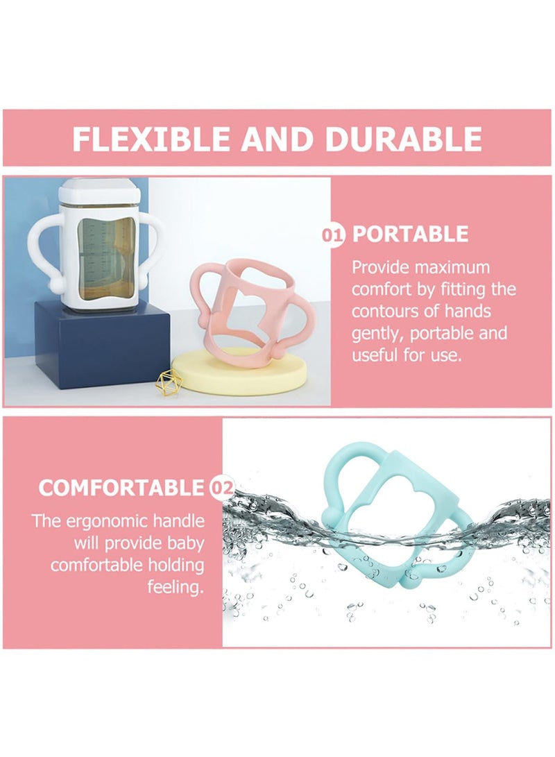 3 Pack Silicone Feeding Bottle Sleeve Portable Baby Bottle Holder with Easy Grip Handles Non-Slip Lightweight Bottle Handle - Image 4