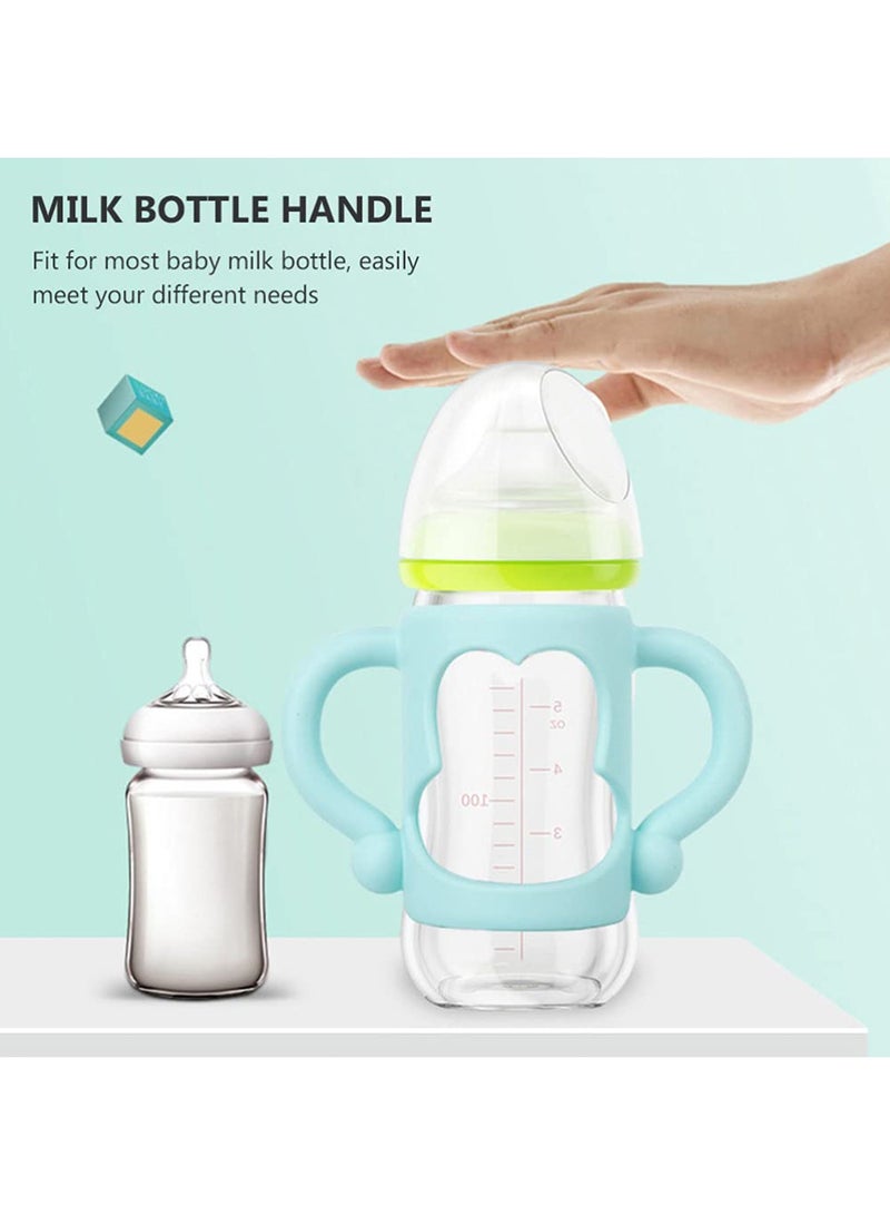 3 Pack Silicone Feeding Bottle Sleeve Portable Baby Bottle Holder with Easy Grip Handles Non-Slip Lightweight Bottle Handle - Image 3