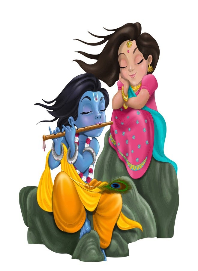 Sticker Yard Radha Krishna Vinyl Wall Sticker for Living Room/Bedroom/Office and All Decorative Wall Stickers 58X63 CM - Image 1