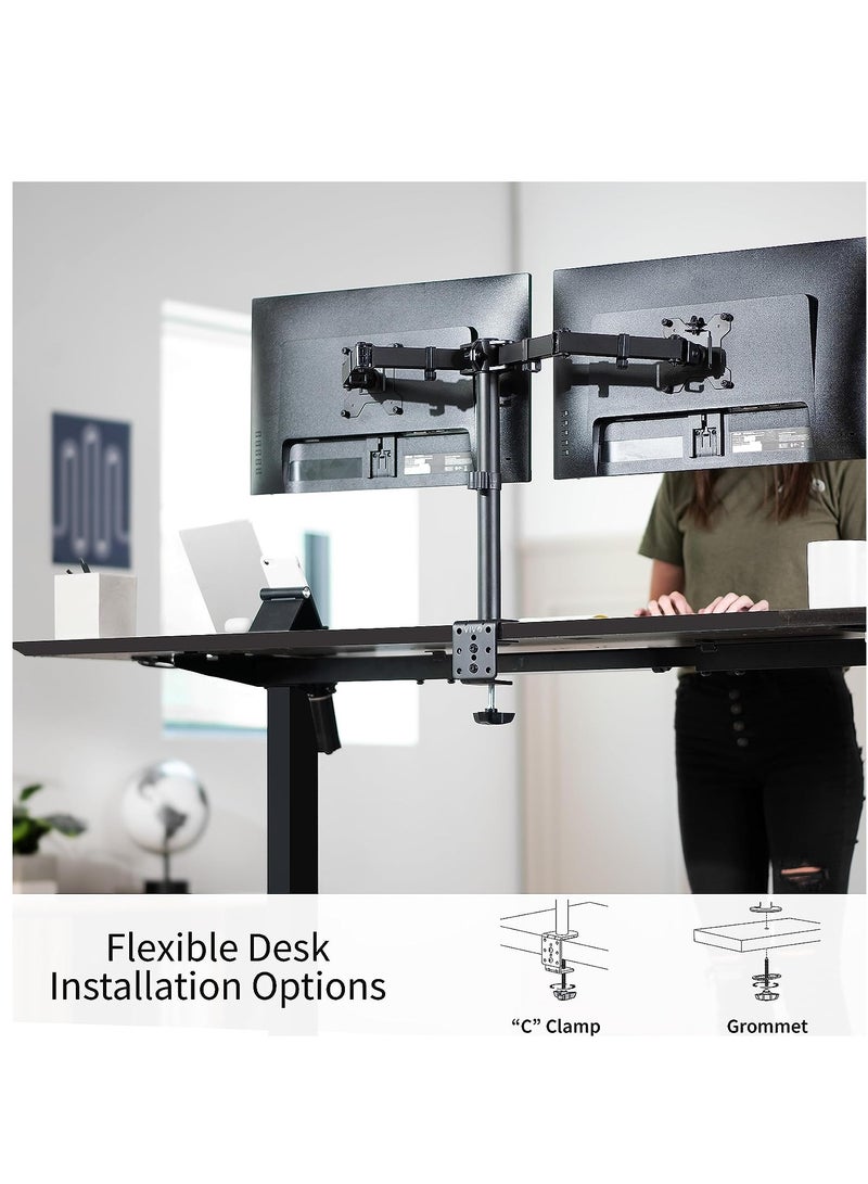 Triple Monitor Mount VESA Stand for 3 Screens, Fits Most 17 to 24 inch LCD, LED, up to 15.4lbs Weight Cpacity per Screen, Fully Adjustable Tilt, Swivel - Image 5