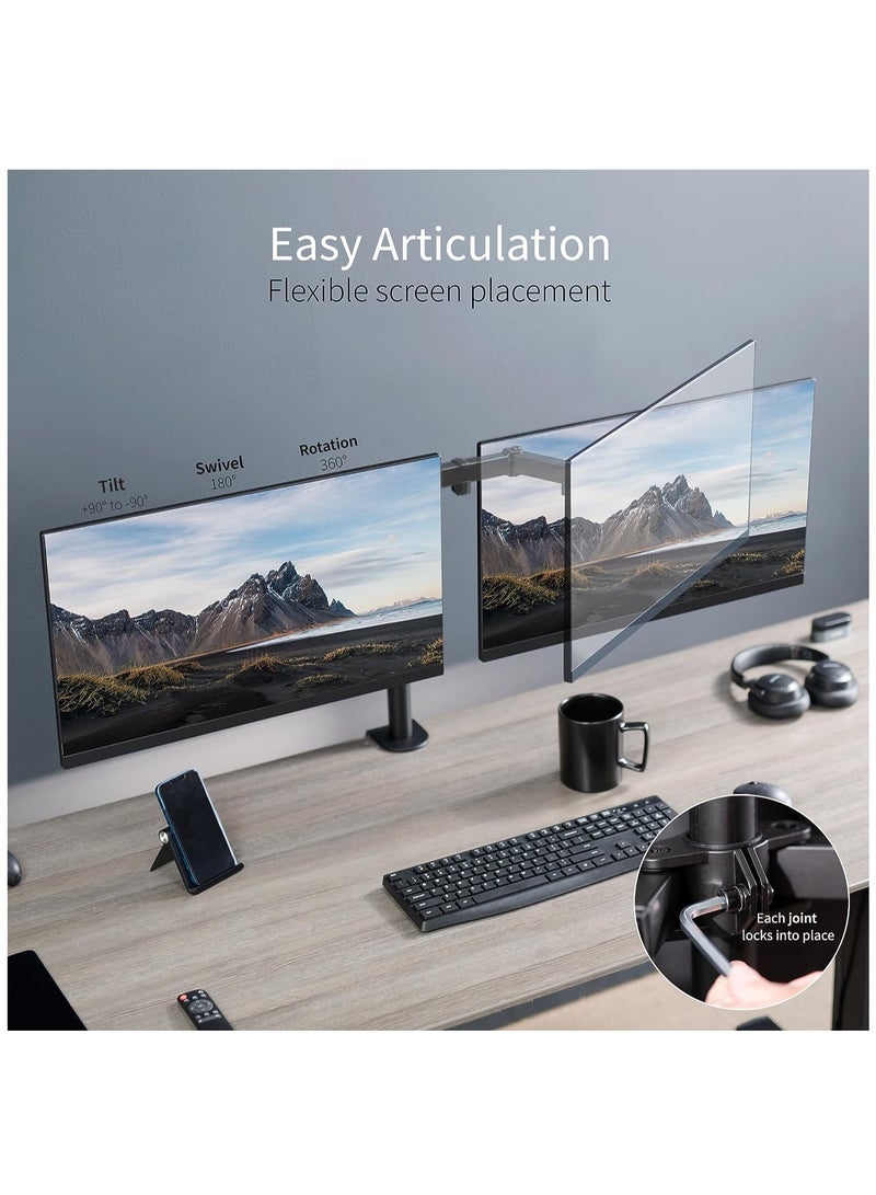 Triple Monitor Mount VESA Stand for 3 Screens, Fits Most 17 to 24 inch LCD, LED, up to 15.4lbs Weight Cpacity per Screen, Fully Adjustable Tilt, Swivel - Image 3