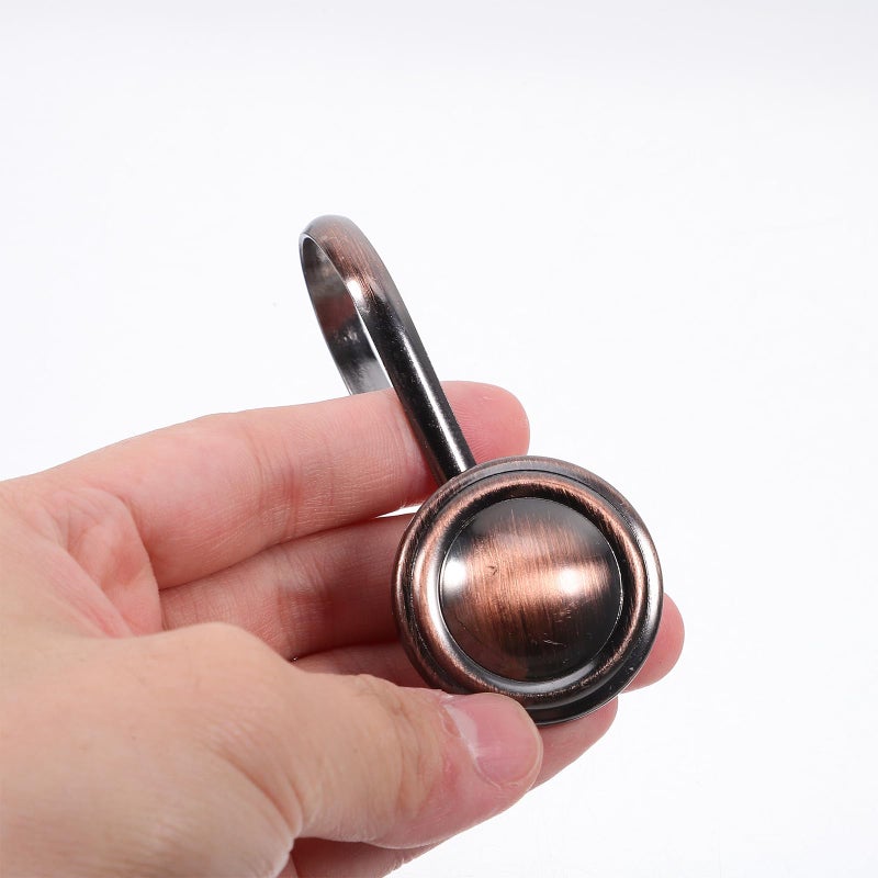 Vintage Shower Curtain Rod Hooks Set Of 12 Antique Bronze Decorative Bathroom Hangers - Image 4