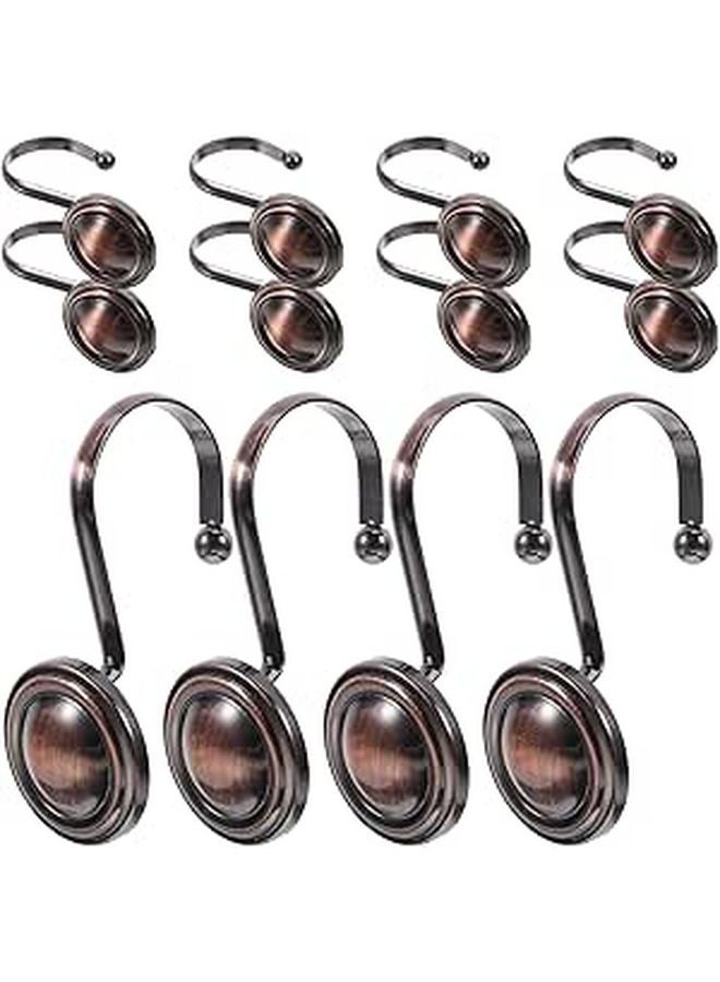 Vintage Shower Curtain Rod Hooks Set Of 12 Antique Bronze Decorative Bathroom Hangers - Image 1