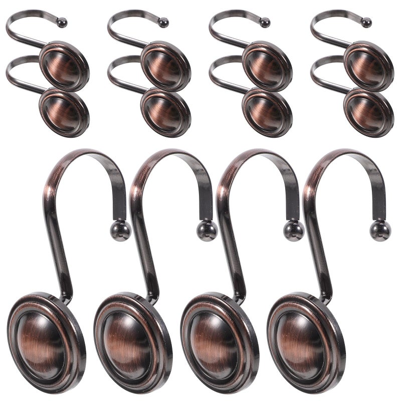Vintage Shower Curtain Rod Hooks Set Of 12 Antique Bronze Decorative Bathroom Hangers - Image 2