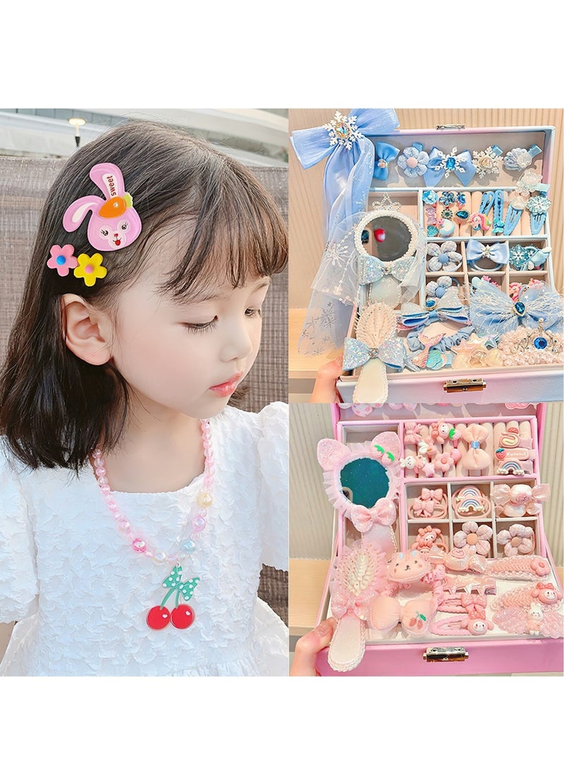 Deluxe Girls Hair Accessories Gift Set with Box – Cute Cartoon Hairpins, Barrettes, Elastic Bands, Rings & Mirror – Birthday Party Gift for Kids - Image 5