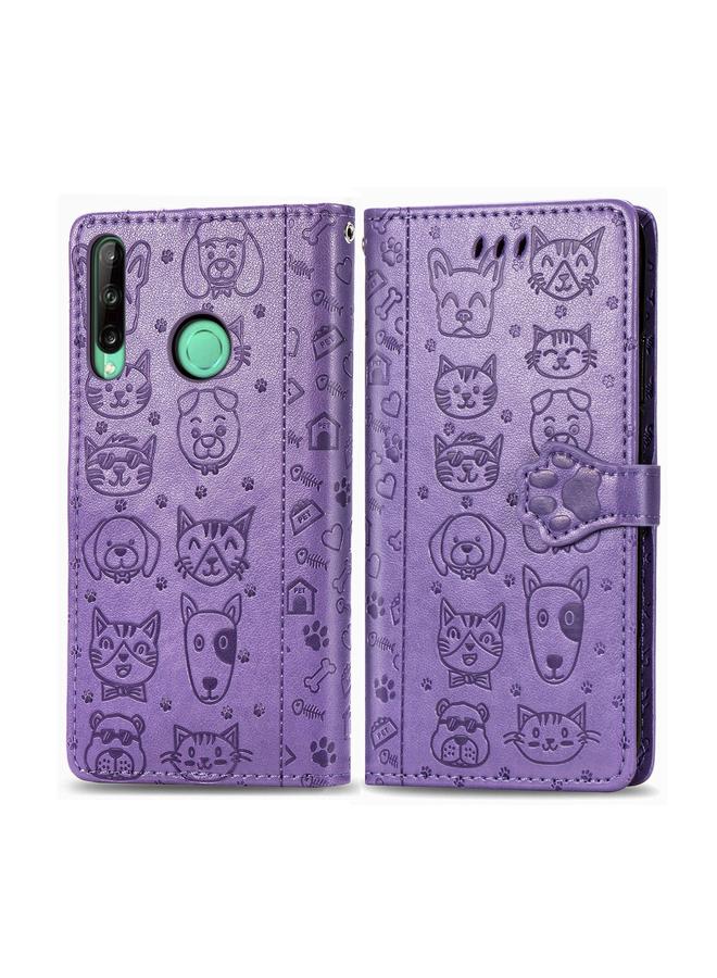 إيروريكس جراب لهاتف Huawei Y7P، جراب جلدي أفقي منقوش عليه قطة وكلب لطيف مع حامل / فتحة بطاقة / محفظة / حبل - Image 2