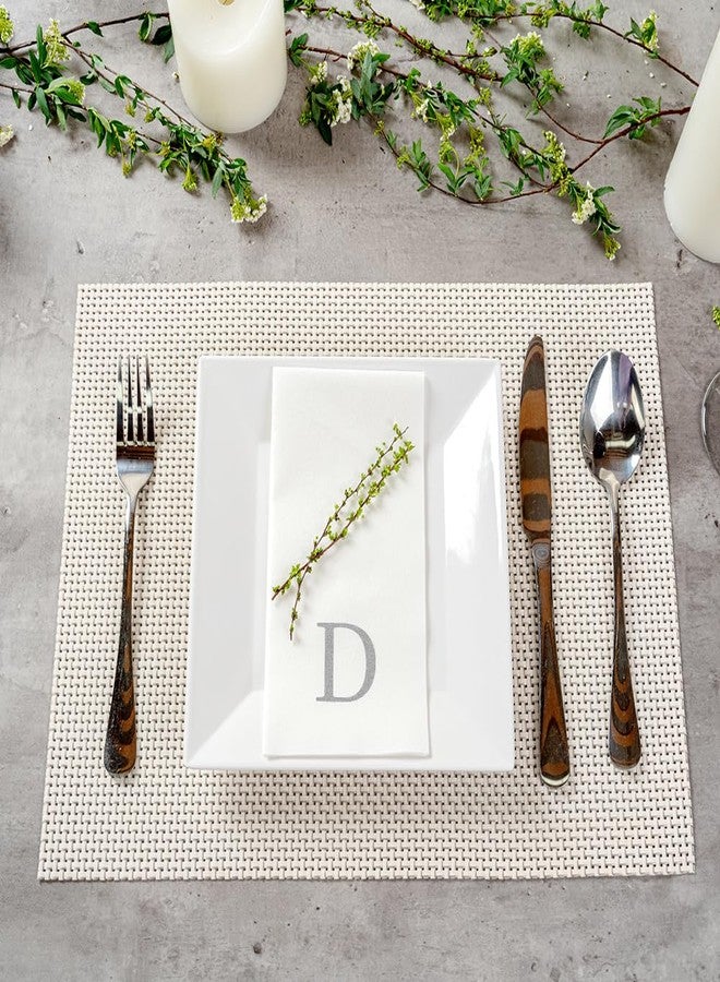 Restaurantware مناديل ضيوف من لينين-فيل 15.8 × 7.9 بوصة من لوكساناب، 50 منشفة يد مكتوبة بحرف 'D' فضي، خط سانس سيريف، مناديل ورقية بيضاء للعشاء، مصنوعة من الهواء، للاستخدام في الحمامات والطاولات - لمطاعم - Image 5