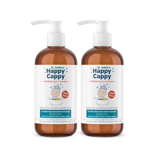 Happy Cappy Medicated Shampoo and Body Wash Baby Dandruff Shampoo Helps Cradle Cap and Seborrheic Dermatitis Reduces Redness Dermatologist Tested FragranceFree 8 Fl Oz Pack of 2 - Image 1