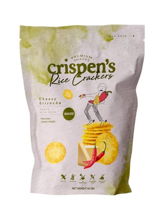 Cheesy Sriracha Rice Crackers