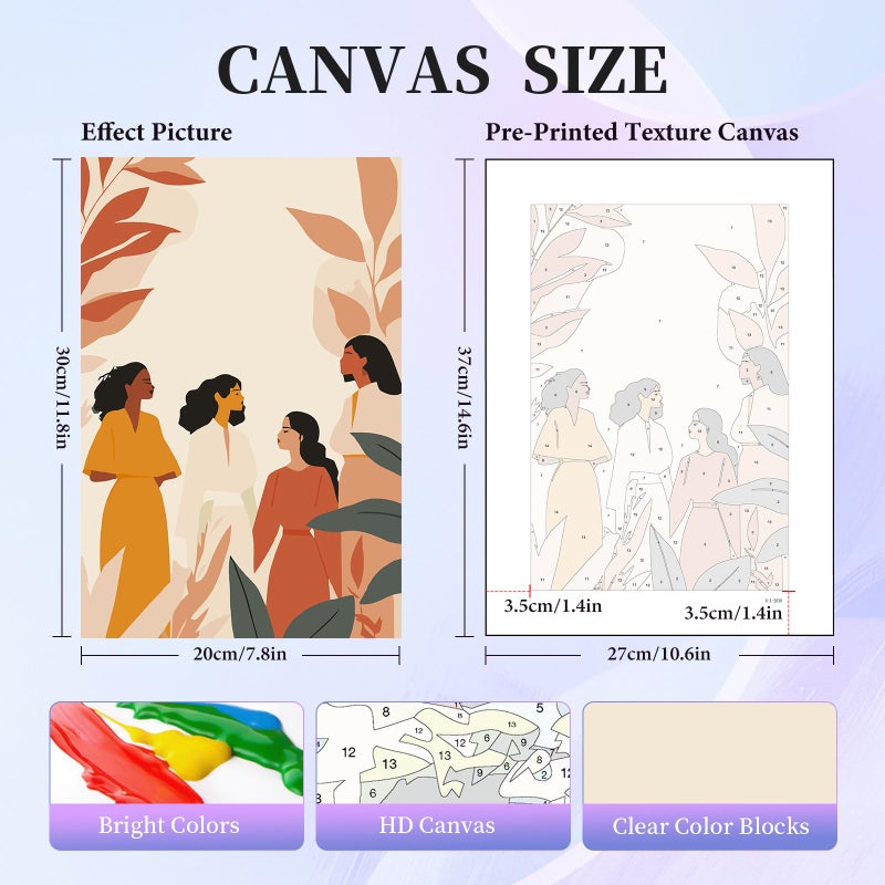 Okarina 6 Pack Paint by Numbers Kit for Adults Beginner, Women Adult Paint by Number Kits on Canvas, Women Power DIY Acrylic Oil Painting by Numbers Kits, Perfect for Home Decor 8x12 Inch - Image 2