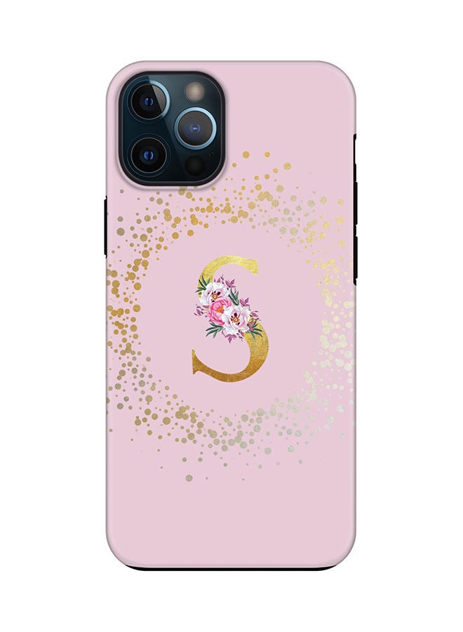 Stylizedd Monogram Tough Series for Apple iPhone 12 Pro Custom Initials Floral Pattern Tough Pro Dual Layer hybrid PC inner TPU protection Alphabet- S (Pink) - Image 1