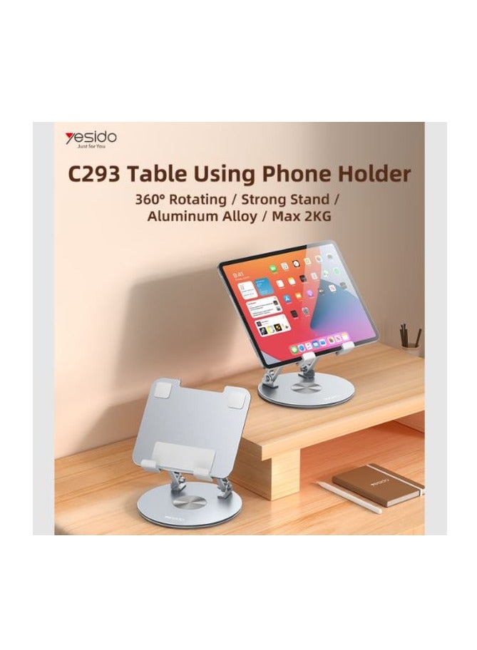 Yesido C293 360 Degree Rotating Foldable Tablet Desk Stand(Silver) - Image 2