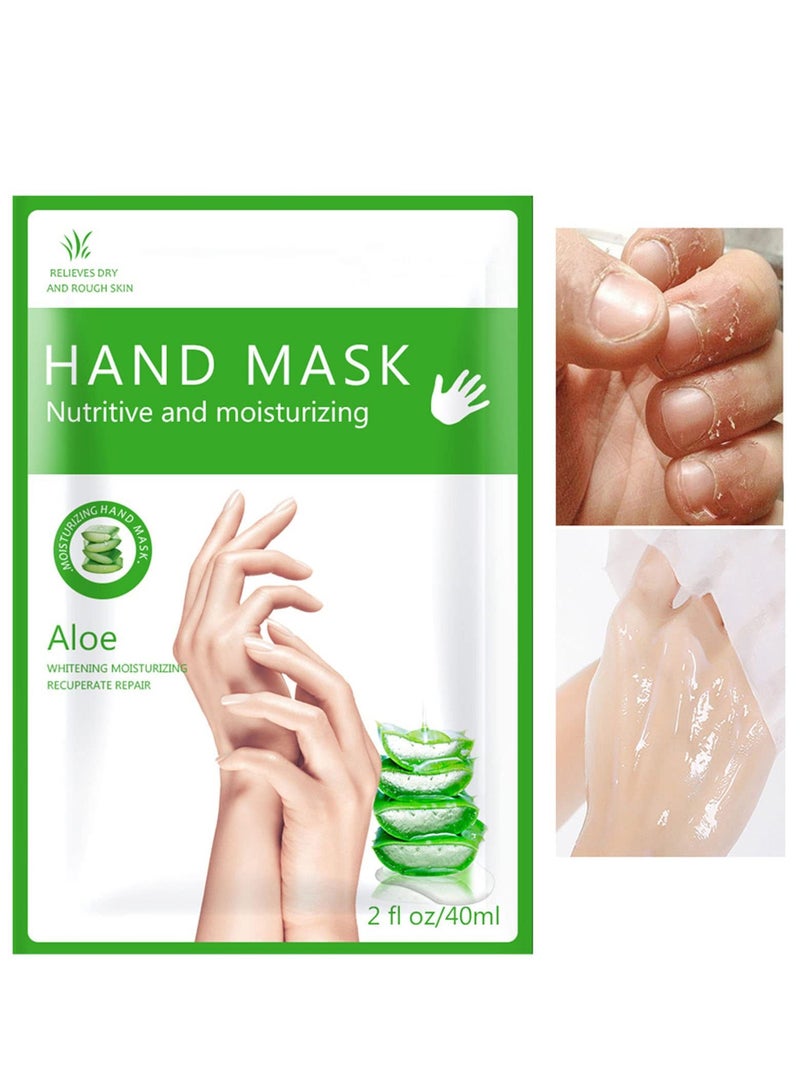 Generic Hand Moisturiser Gloves, 3Pcs Hand Masks for Dry Hands, Plant Extracts for Dry, Aging, Cracked Hands Intense Skin Nutrition Hand Cream Mask, Whitening and Anti aging, Repair Rough Skin (Aloe Vera)  - Image 3