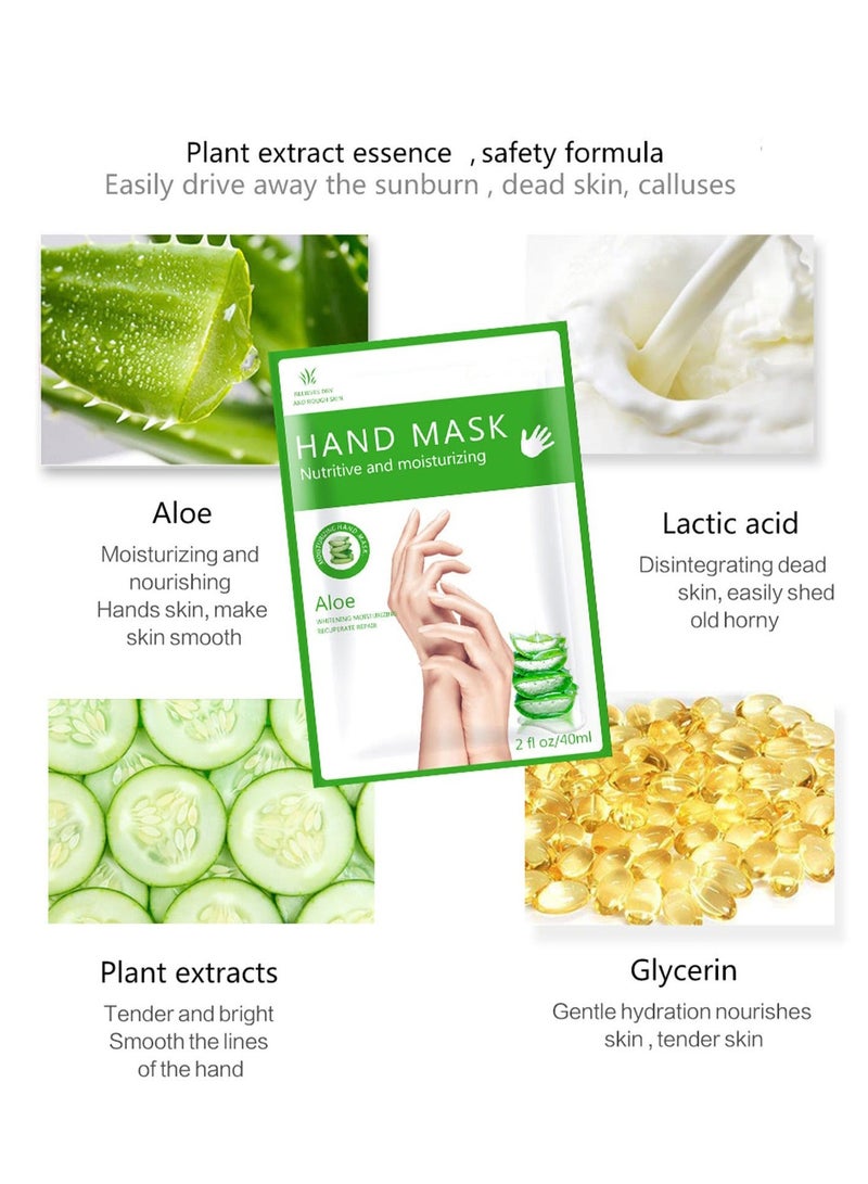 Generic Hand Moisturiser Gloves, 3Pcs Hand Masks for Dry Hands, Plant Extracts for Dry, Aging, Cracked Hands Intense Skin Nutrition Hand Cream Mask, Whitening and Anti aging, Repair Rough Skin (Aloe Vera)  - Image 5