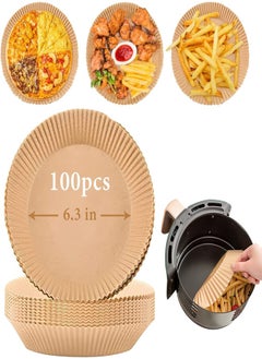 Fresh Air Fryer Disposable Paper Liner, 100PCS Non-Stick Disposable Air Fryer Liners, Baking Paper for Air Fryer Oil-Proof, Food Grade ParchmenWater-Proof for Baking Roasting Microwave (6.3 Inch) 