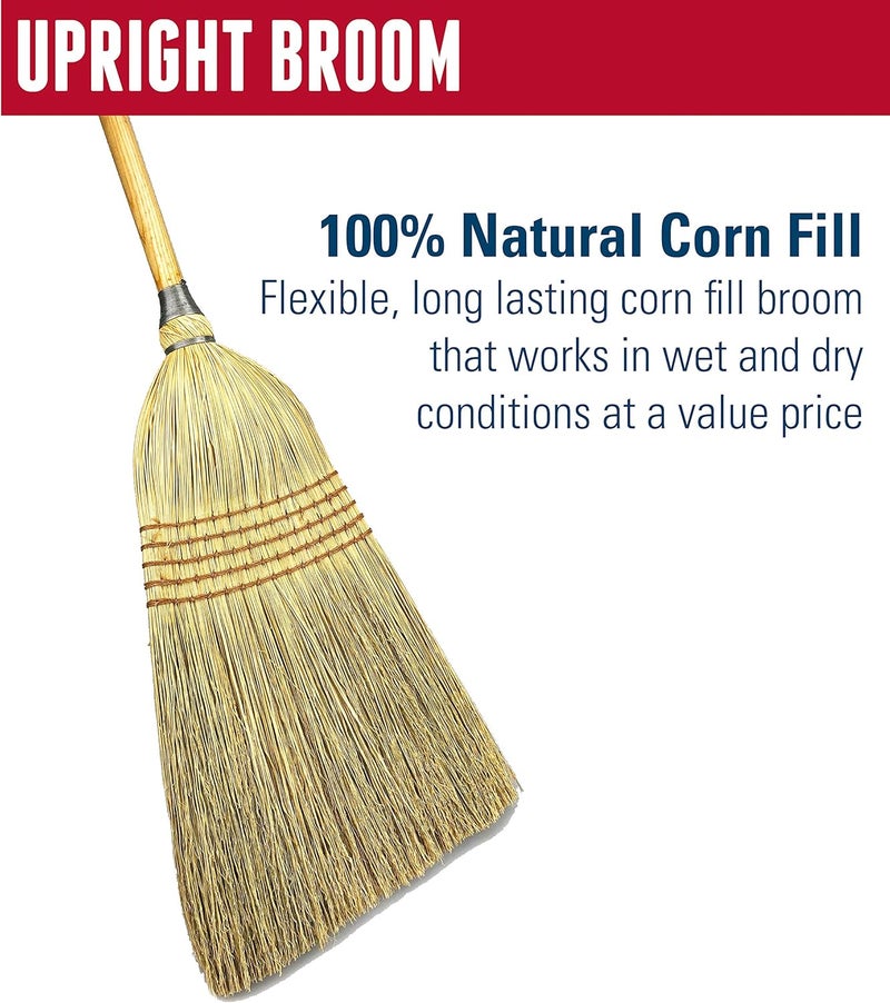 WEILER 95033 Heavy-Duty Corn Broom with Wooden Handle, 5 Sews, 100% Natural Corn Fill for Indoor or Outdoor Sweeping - Image 4