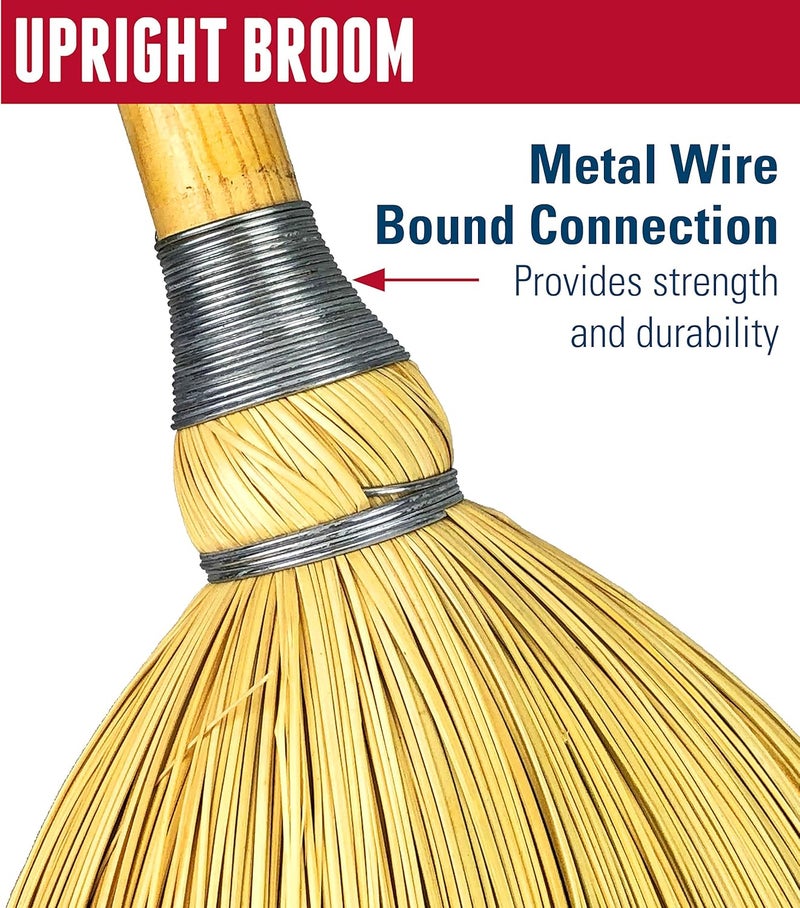 WEILER 95033 Heavy-Duty Corn Broom with Wooden Handle, 5 Sews, 100% Natural Corn Fill for Indoor or Outdoor Sweeping - Image 5