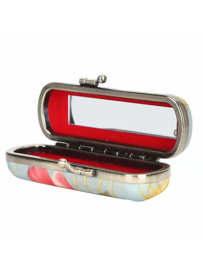 Yinhing Lipstick Case Holder with Mirror Mini Lipstick Cosmetic Storage Box Lip Gloss Purse,Vintage Lipstick Case Floral Ladies Lipstick Jewelry Organizer Bag - Image 5