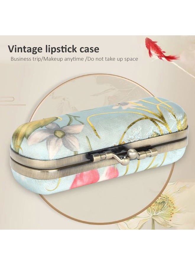 Yinhing Lipstick Case Holder with Mirror Mini Lipstick Cosmetic Storage Box Lip Gloss Purse,Vintage Lipstick Case Floral Ladies Lipstick Jewelry Organizer Bag - Image 4