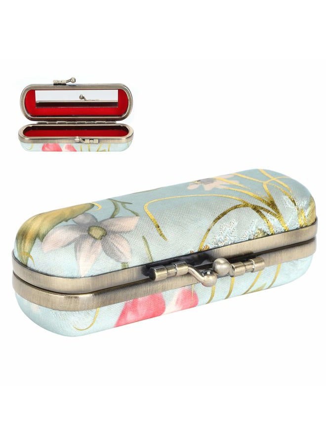 Yinhing Lipstick Case Holder with Mirror Mini Lipstick Cosmetic Storage Box Lip Gloss Purse,Vintage Lipstick Case Floral Ladies Lipstick Jewelry Organizer Bag - Image 1