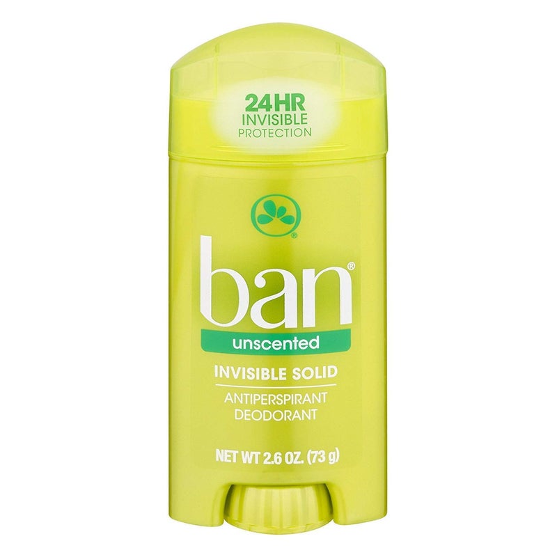Ban Deodorant 2.6 Ounce Invisible Solid Unscented (76ml) (6 Pack)