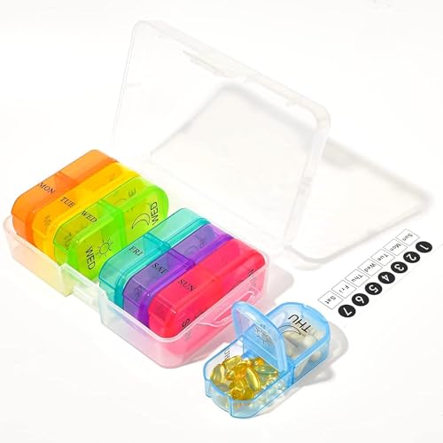Rabbonix Weekly Medicine Organizer Box 02 Times a Day, Tablets Container Case Travel Pill Box For 07 days | Multicolor | 01 Pcs - Image 2