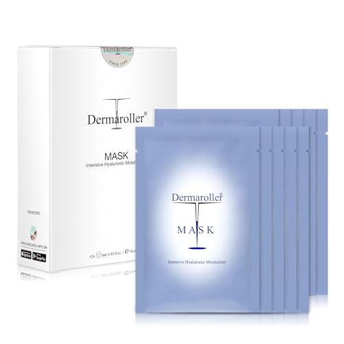 Dermaroller Silk Face Masks Intensive Hyaluronic Acid Moisturizer with Matriyxl 3000 Tocopherol Boost Collagen Hydrate Dry Skin Reduce Fine Lines Wrinkles SingleUse Masks 10 masks