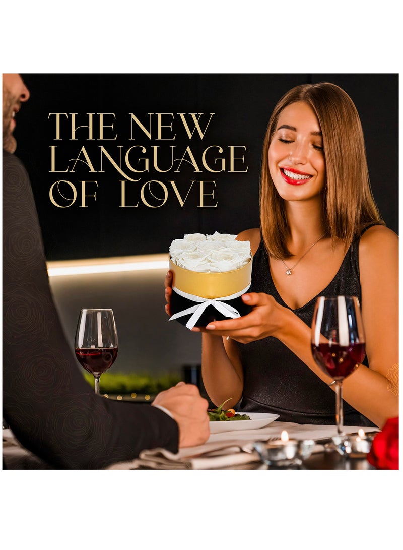 Excefore Forever Flowers Round Box, 7 Piece Preserved Roses, Immortal Roses That Last A Year, Eternal Rose Preserved Flowers for Delivery Prime Mothers Day & Valentines Day, White - Image 4