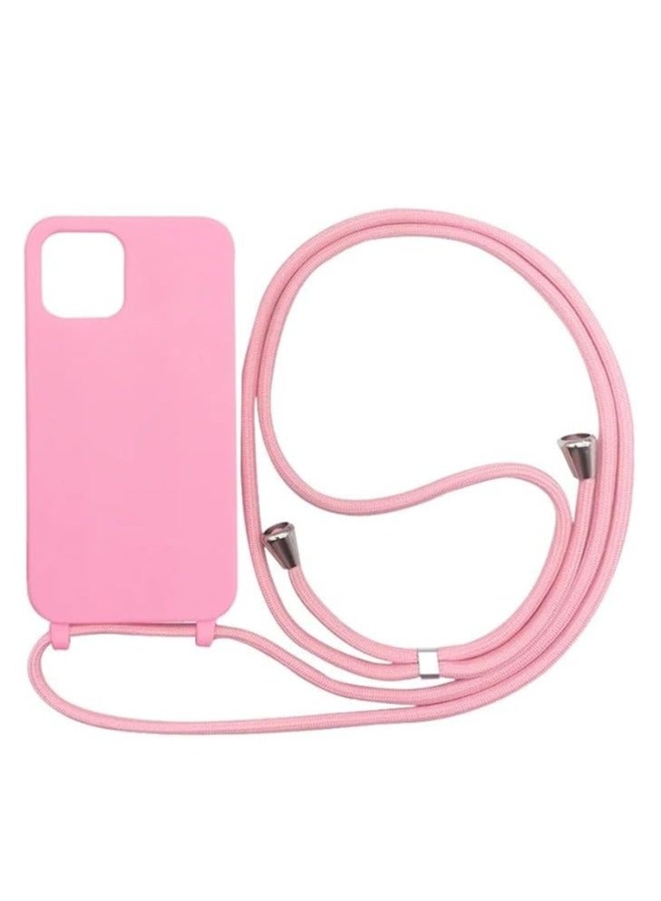 For IPhone 15 Case With Strap Cover Neck Cord Lanyard Soft Silicone Shell Adjustable Wrist Tether Safety Straps For Apple IPhone (Pink IPHONE 15) - Image 1