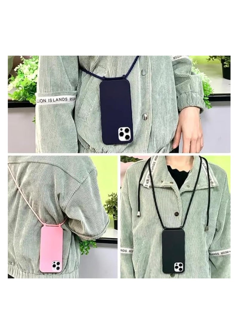 For IPhone 15 Case With Strap Cover Neck Cord Lanyard Soft Silicone Shell Adjustable Wrist Tether Safety Straps For Apple IPhone (Pink IPHONE 15) - Image 5