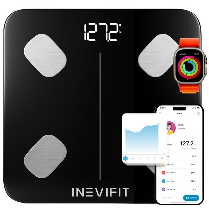 SMART BODY FAT SCALE HIGHLY ACCURATE BLUETOOTH DIGITAL BATHROOM BODY COMPOSITION ANALYZER MEASURES WEIGHT BODY FAT WATER MUSCLE VISCERAL FAT BONE MASS FOR UNLIMITED USERS ECOBLK