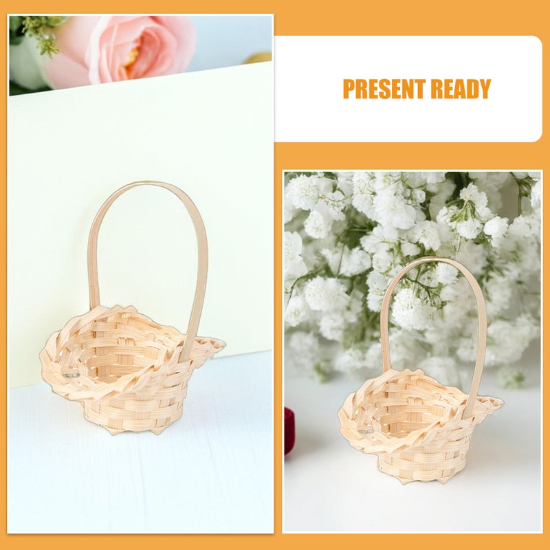 4pcs Mini Woven Baskets - Miniature Rattan Storage Basket with Handle Decorative Flower Containers for Wedding Party Favors Room - Image 2