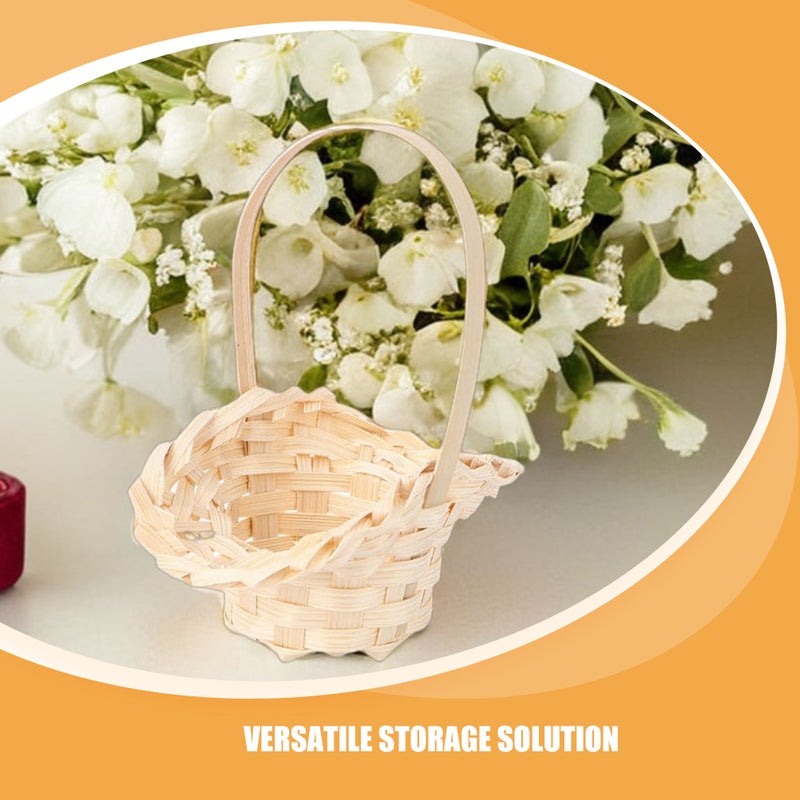 4pcs Mini Woven Baskets - Miniature Rattan Storage Basket with Handle Decorative Flower Containers for Wedding Party Favors Room - Image 3