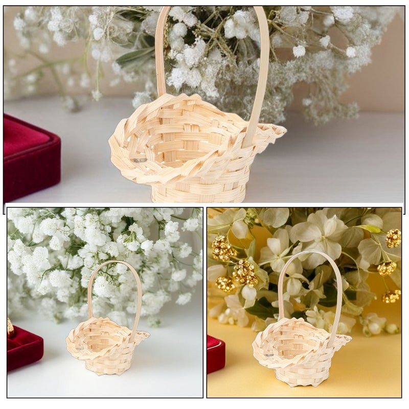 4pcs Mini Woven Baskets - Miniature Rattan Storage Basket with Handle Decorative Flower Containers for Wedding Party Favors Room - Image 4