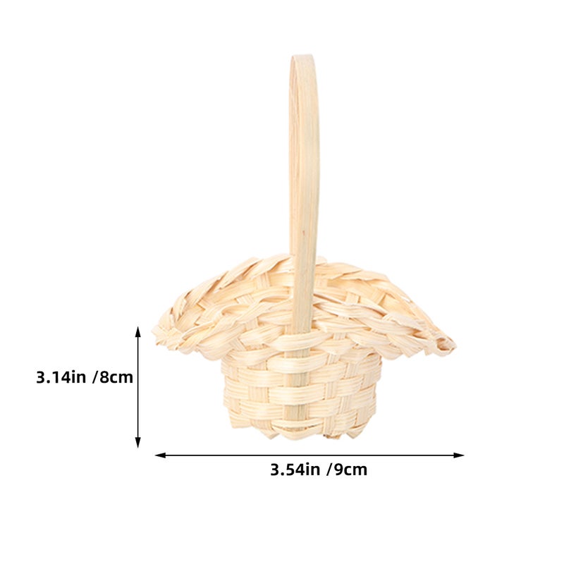 4pcs Mini Woven Baskets - Miniature Rattan Storage Basket with Handle Decorative Flower Containers for Wedding Party Favors Room - Image 5