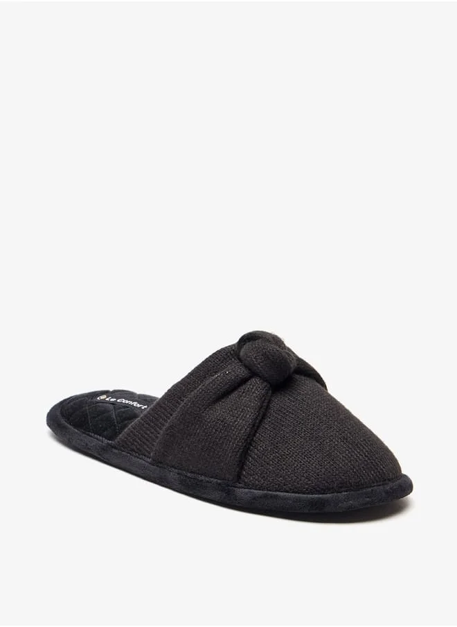 لو كونفورت Textured Slip-On Bedroom Mules with Knot Detail