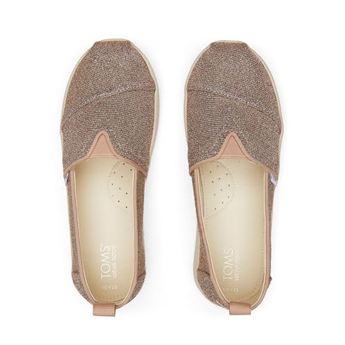TOMS Girls Alpargata Loafer Flat, Gold Sparkle Knit, 4 Toddler - Image 4